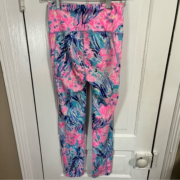 Lilly Pulitzer Luxletic Leggings XS Pink Blue Print Q - Picture 4 of 12